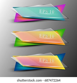 Set of colourfull transparent banners.Gradient mesh.Abstract design