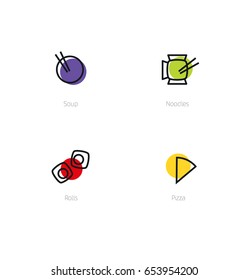 Set of colours vector food icons