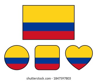 Set of Columbian flags with border variations.
