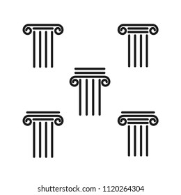 set of column vector icon, pillar icon in trendy flat style 