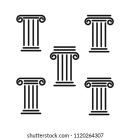 set of column vector icon, pillar icon in trendy flat style 