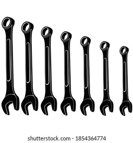 Set of a combination wrenches icon