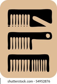 Set of combs in comic style drawing