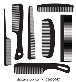 Set of combs for hair. Isolated objects. Vector Image.