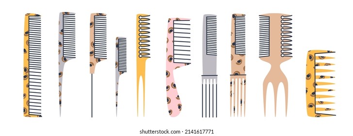 A set of combs for the hairdresser. Flat illustration. Eps10