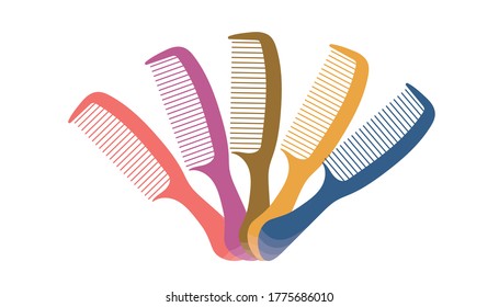 Conjunto de peines sobre fondo blanco.  Ilustración del vector