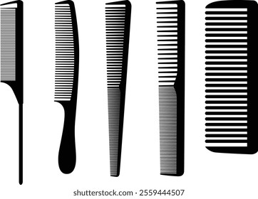 Set of combs silhouette illustration in various model