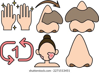 Set of Comedo Pore Pack Flat Design Illustration