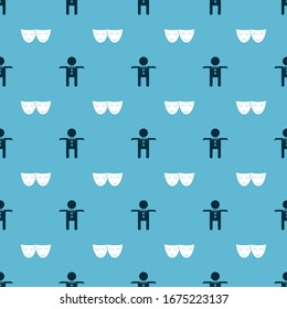 Set Comedy and tragedy theatrical masks  and The End handwritten inscription  on seamless pattern. Vector