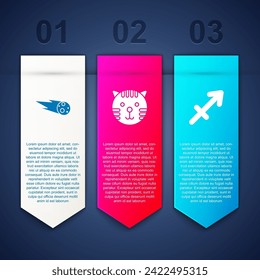 Set Comet falling down fast, Tiger zodiac and Sagittarius. Business infographic template. Vector