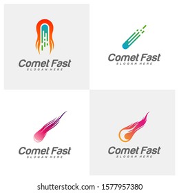 Set of Comet Logo Vector, Comet Logo Design Template, Icon Symbol, Illustration