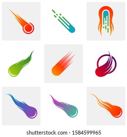 Set of Comet Logo Vector, Comet Logo Design Template, Icon Symbol, Illustration