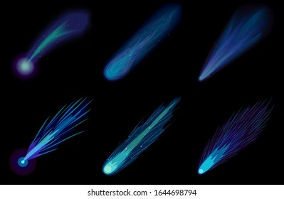 Set of comet, vector illustration