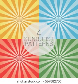 Set of comic background. Sunburst pattern. Vector illustration.