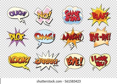 set comic book bubble stickers. Pop art retro vector illustration. Isolate on a neutral background