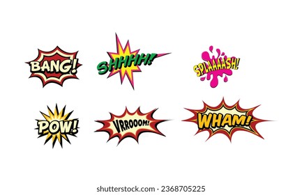 set of comic book vector illustration
