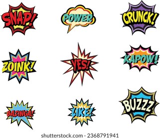 set of comic book vector illustration