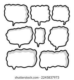 set of comic bubble speech chat hand drawn