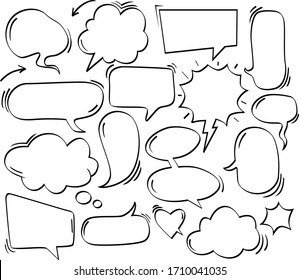 A set of comic bubbles and elements. Comic dialog empty cloud, space text