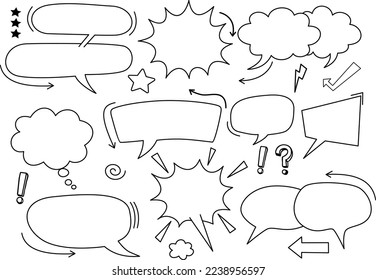A set of comic bubbles and elements. Comic dialog empty cloud, space text