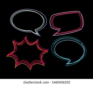 A set of comic bubbles and elements with halftone shadows. Comic dialog empty cloud, space text