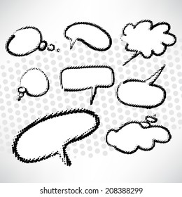  set of comic bubbles and elements with halftone