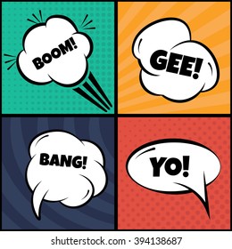 Set of comic bubbles and elements in pop art,with halftone shadows.Vector illustration