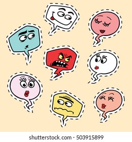 Set of comic bubbles face Emoji emoticon smiley