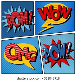 Set of Comic Bubbles in Pop Art Style. Vector illustration