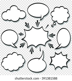 A set of comic bubbles speech and elements.
