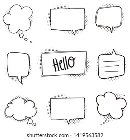 Set of comic bubbles speech hand drawn vector illustration