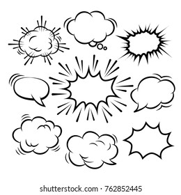 Set of comic bubbles speech hand drawn vector illustration