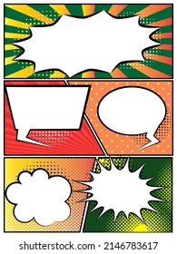 set of comic bubbles template or color bubble speech with halftone shadows or vintage bubble speech pop art style. eps vector