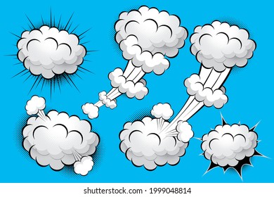 Set of comic explosion vector illustration