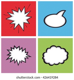 Set of comic expressions on different textured backgrounds