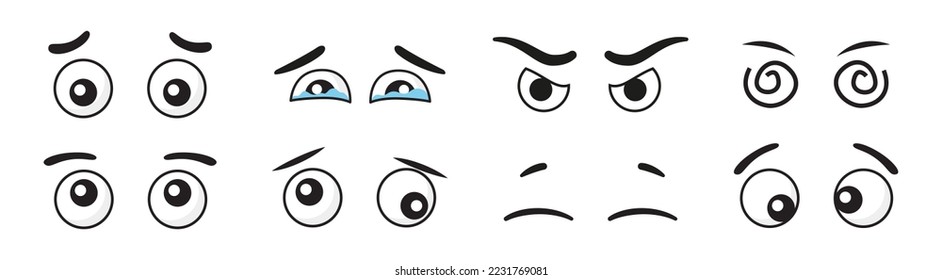 Set of Comic Eyes Icon.Vector Illustration