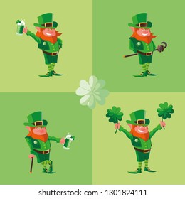 set comic leprechaun character