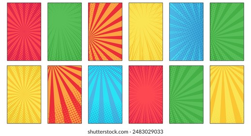 Set of Comic pop art colorful background templates. Vector illustration. 