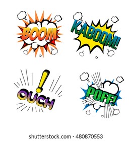 Set of comic pop art explosions, Vector illustration