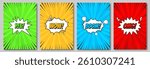 Set of comic pop art poster. Vintage retro design. Radial backdrop with halftone elements.