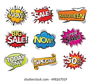 Set of Comic sound effects design for promotion of Product Sales, Halloween.