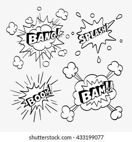 Set of comic sound effects. Vector illustration.