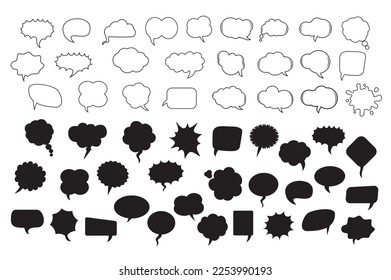 A set of comic speech balloons on white background. Vector Illustration.