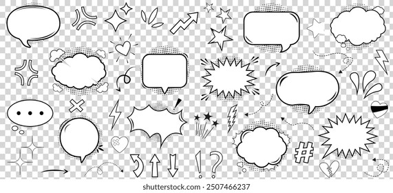 Set of comic speech bubble text, chatting box, message box