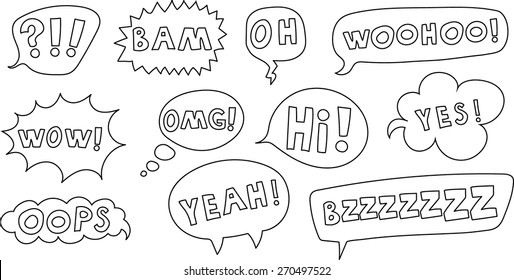 Set of comic speech bubble with the text. Vector image.