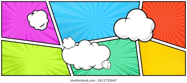 Set of comic speech bubble. Vector illustration. Explosion comic set. Concept of comic word bubbles.