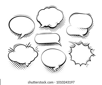 Set of comic speech bubbles. Cartoon vector illustration