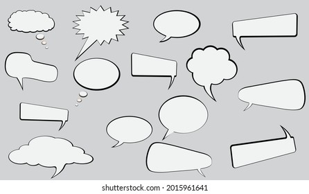 Set of comic speech bubbles. Cartoon vector illustration