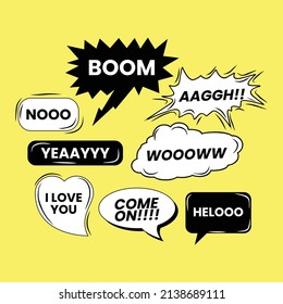 Set of comic speech bubbles cartoon drawing
