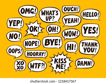 Set of comic speech bubbles. Chat, communication concept. Vector illustration